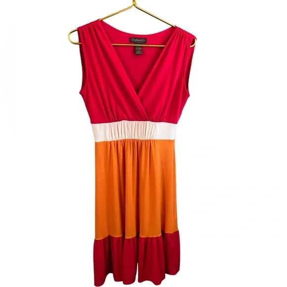 Chadwicks | Dresses | Chadwicks Colorblock Vneck Sleeveless Orange Red White Midi Dress Womens Size 4 | Poshmark Chadwicks | Dresses | Chadwicks Colorblock Vneck Sleeveless Orange Red White Midi Dress Womens Size 4 | Poshmark